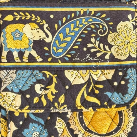 VERA BRADLEY ELLIE BLUE Little Hipster Crossbody Purse Elephant Navy Yellow - Picture 16 of 16
